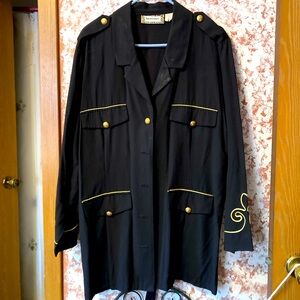 Jacket, Black with Gold Buttons and Gold Trim, with Tye in the back, 1X